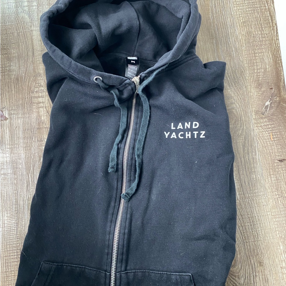 Landyatz zip down black cotton blend hoodie
